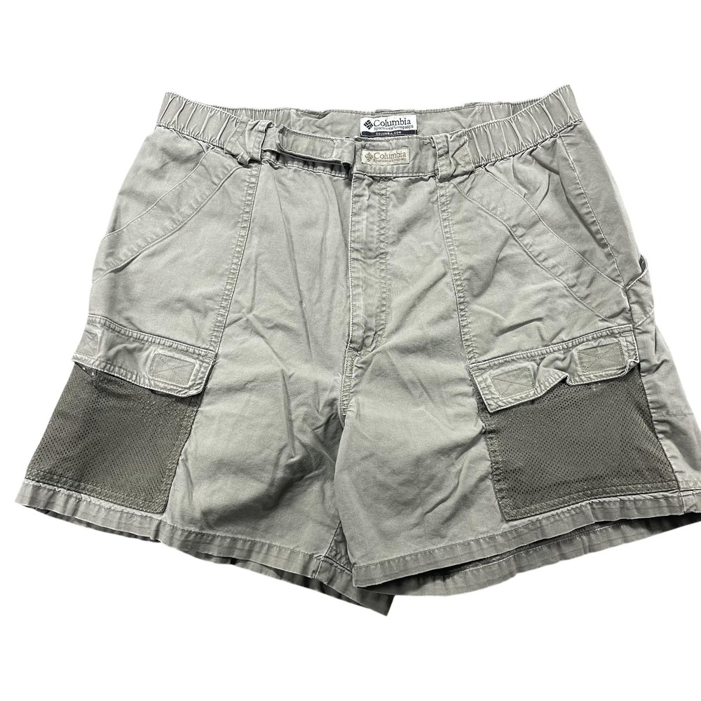 Columbia PFG Shorts Mens L Green Fishing Cargo Mesh 5.5" Inseam Hiking Outdoor